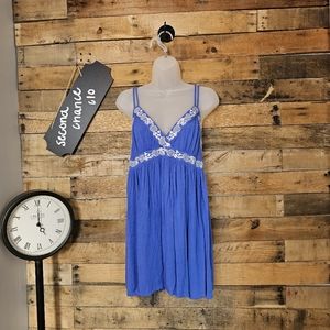 SALE-Mebon women's lake water blue with white accents mini dress size M